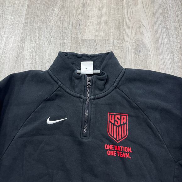 Nike United States Soccer 1/4 Zip Men's Small Black Red Pullover Sweatshirt USA - Picture 3 of 9